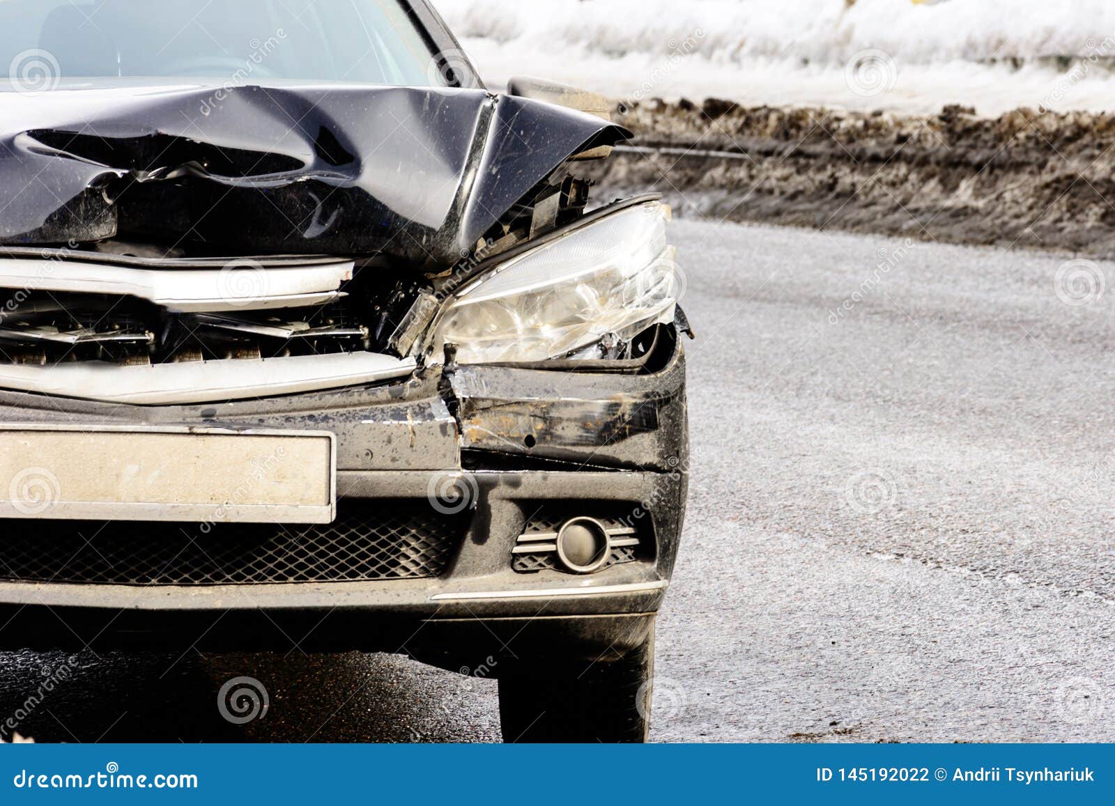 Broken Car Headlight on a Black Car, Closeup, Repair and Replacement Stock Photo Image of