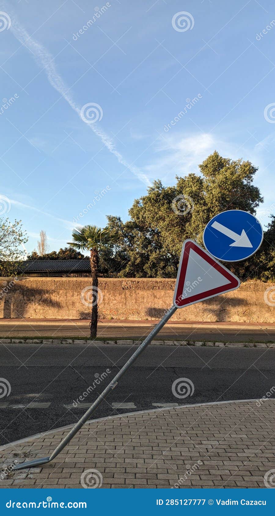 Broken Car Sign Car Hit a Road Sign Stock Image Image of damaged