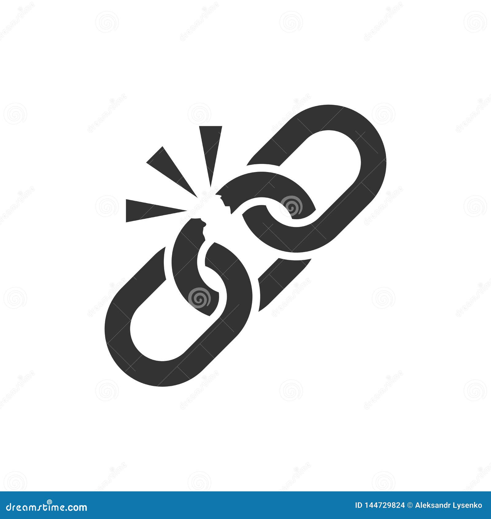 broken chain sign icon in flat style. disconnect link   on white  background. detach business concept