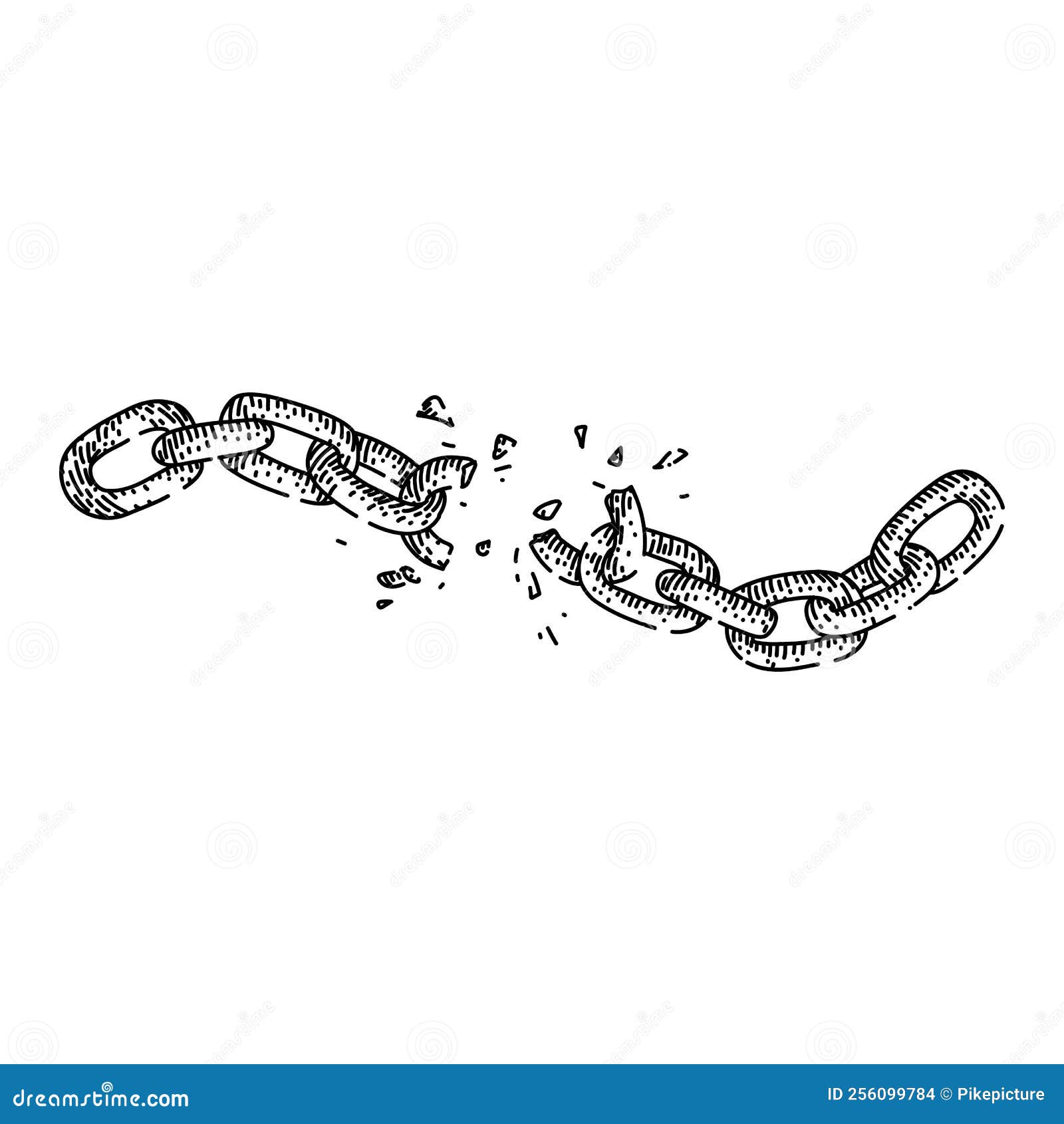 Broken Chain Sketch Hand Drawn Vector Stock Vector Illustration of