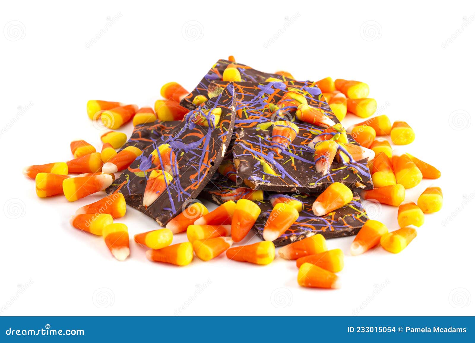 Broken Chocolate Halloween Bark with Candy Corn Stock Photo Image of