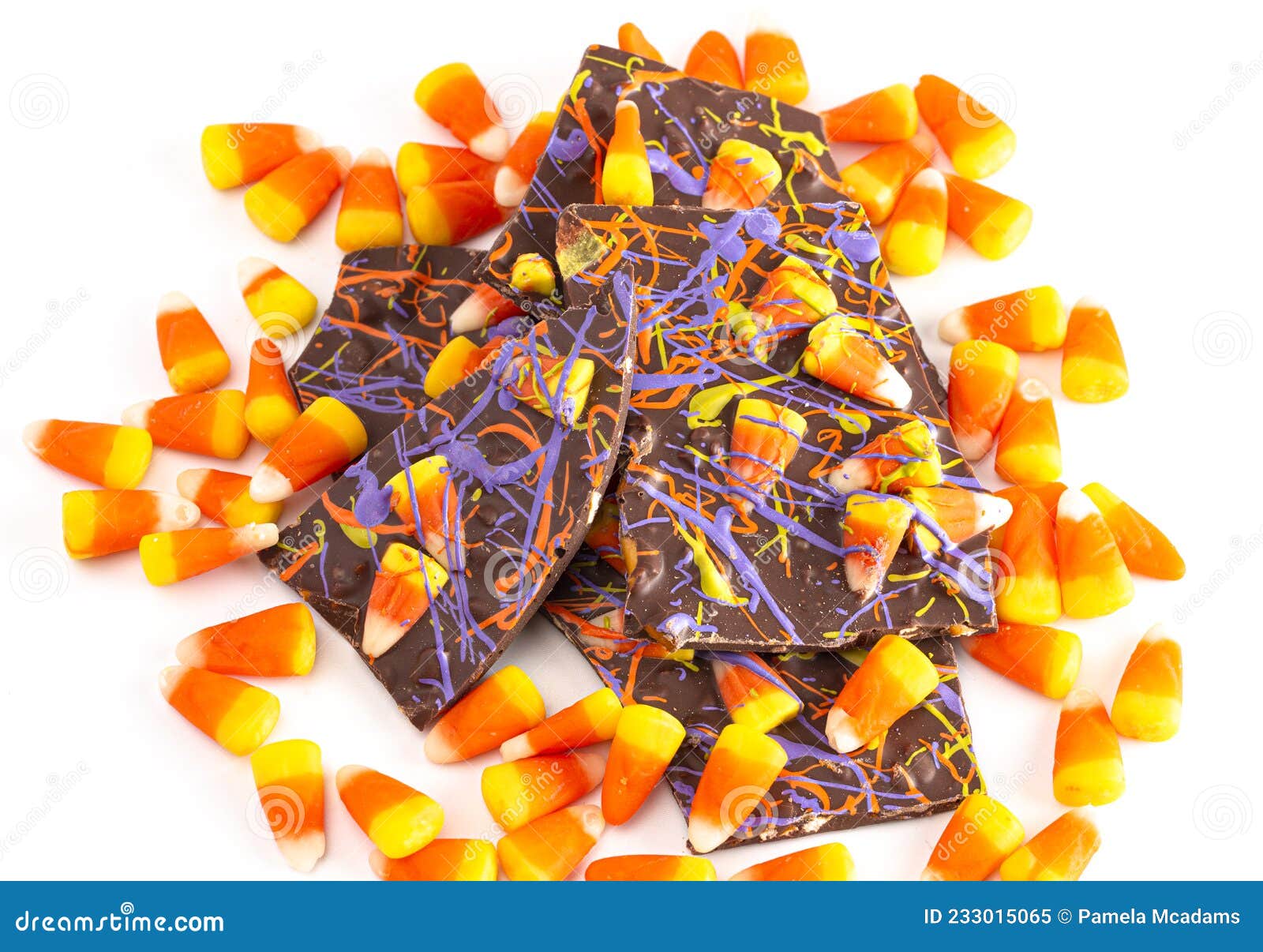 Broken Chocolate Halloween Bark with Candy Corn Stock Image Image of