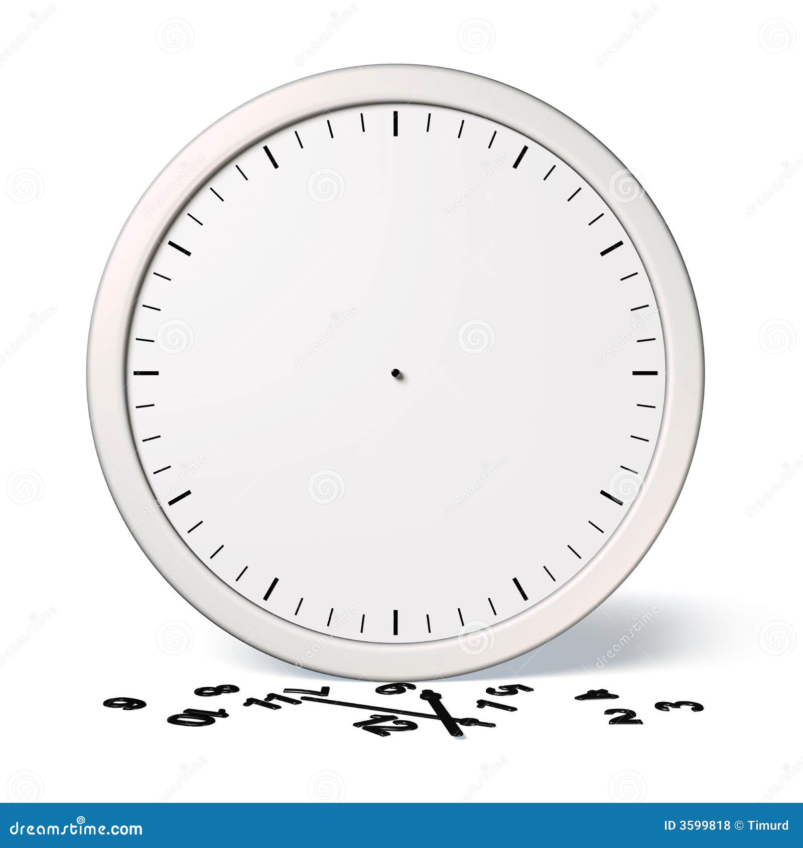 White broken clock with black numerals