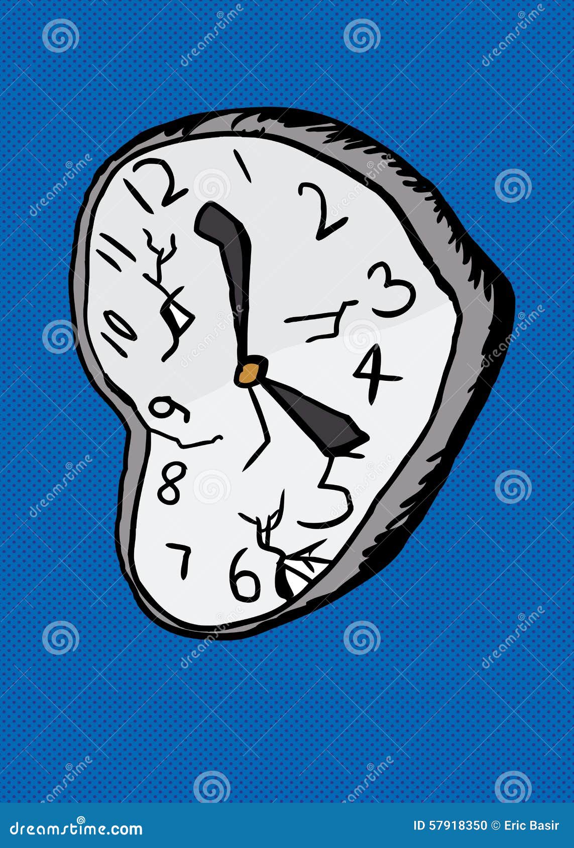 Broken Clock Over Blue stock illustration. Illustration of smashed