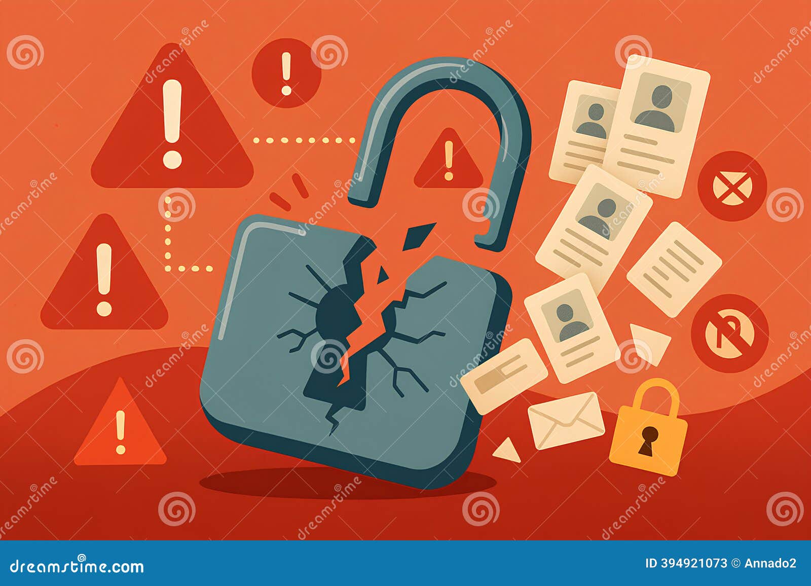 قفل مكسور يمثل ضعف المصادقة