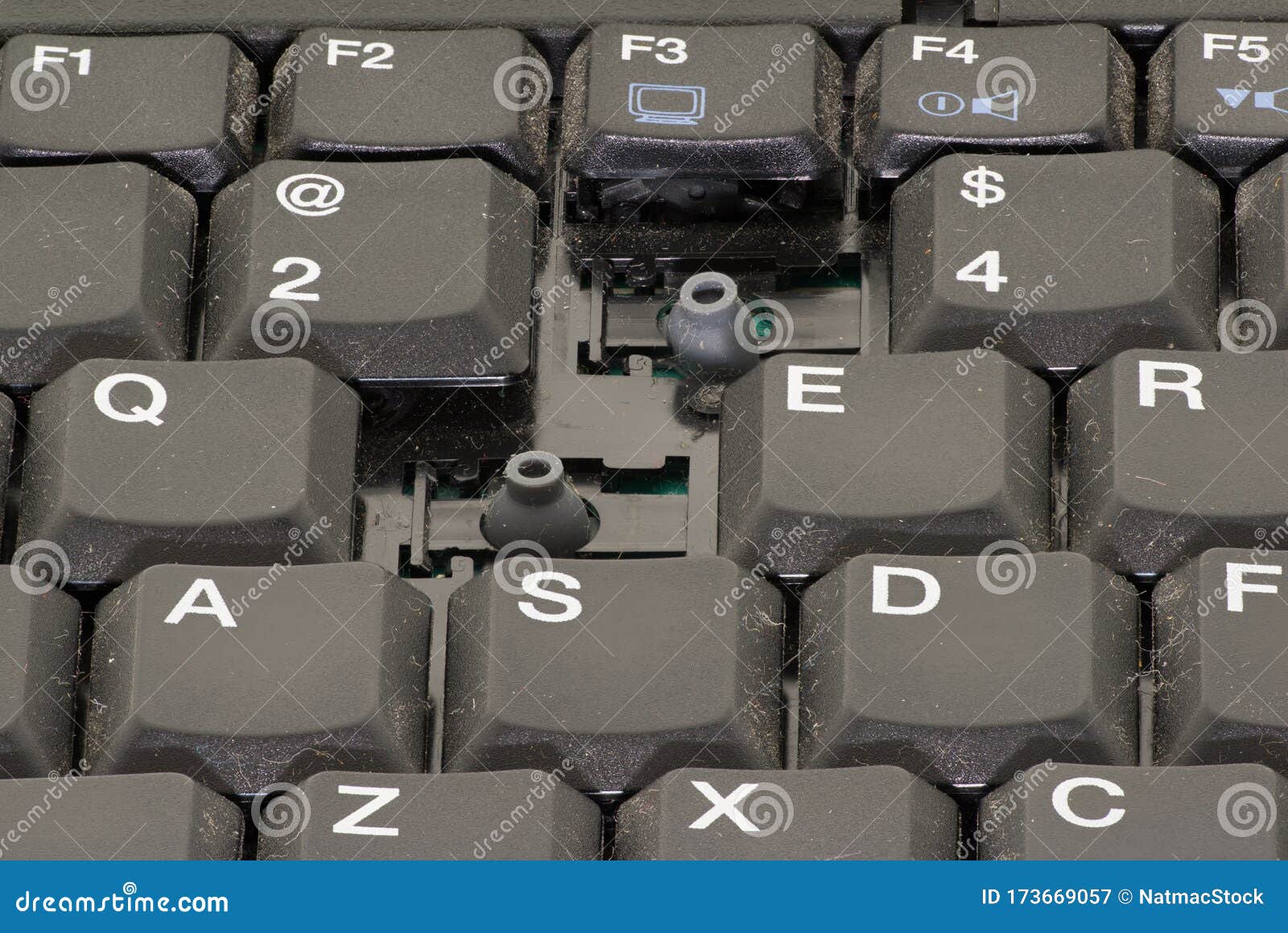 Broken Dirty Dusty Keyboard Stock Image Image of power, keyboard