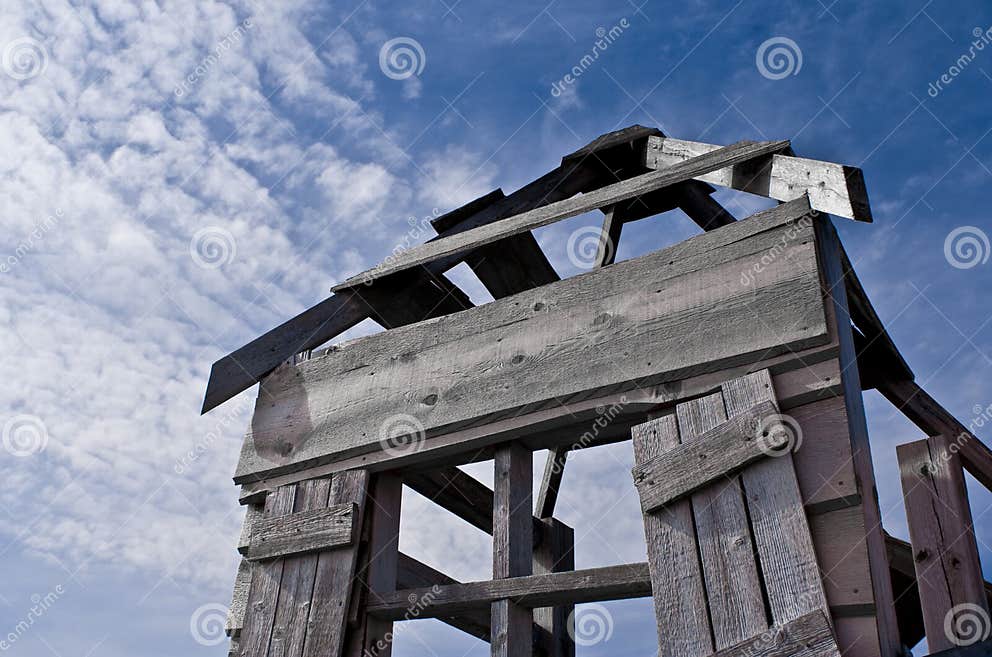 Broken Down Shed Under a Cloudy Sky Stock Photo Image of blue, wood