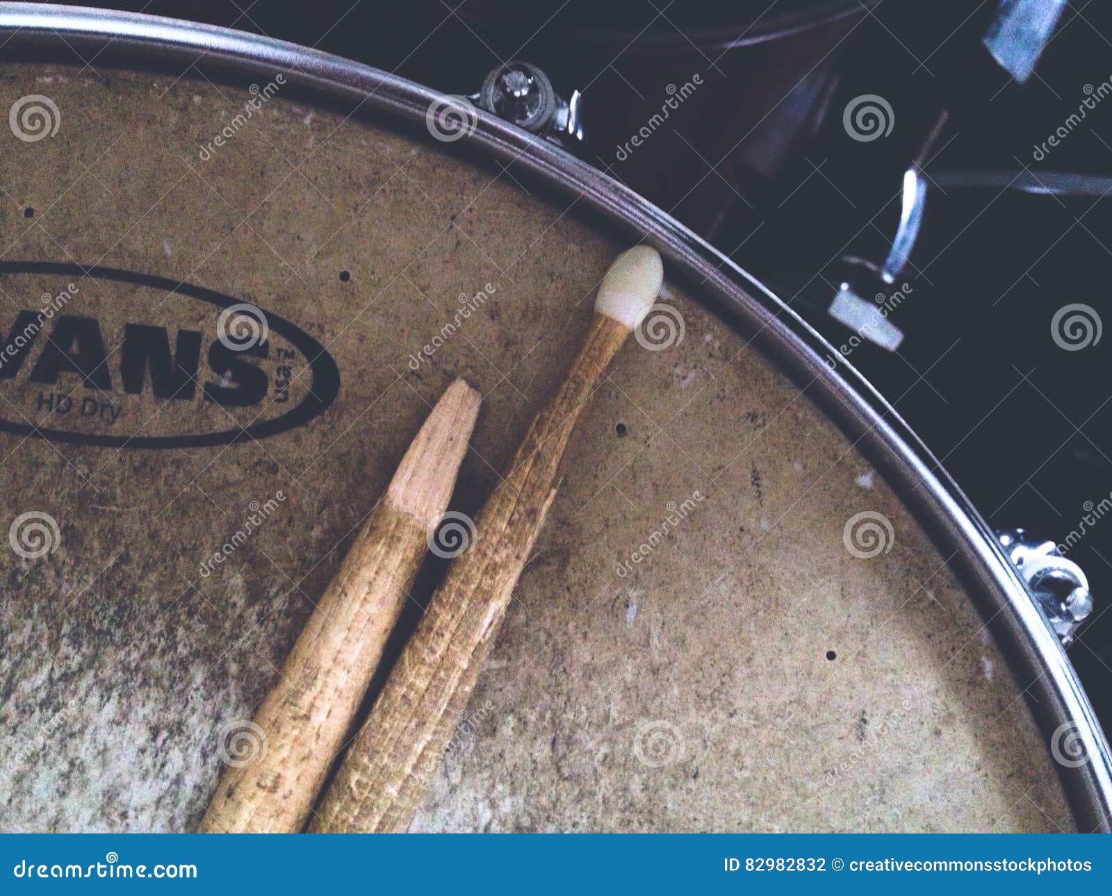 Broken Drumstick On Drum Picture. Image 82982832