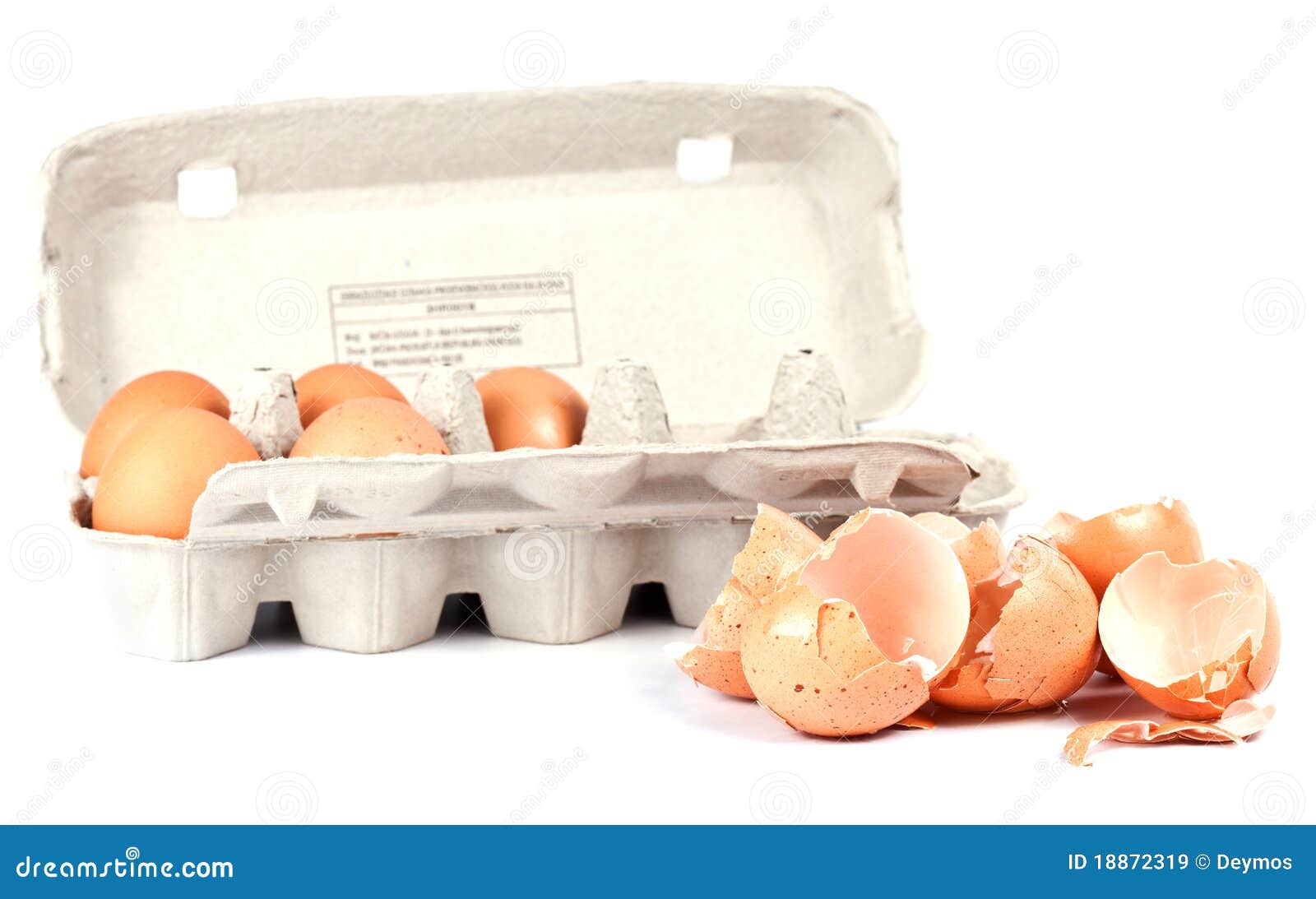 Broken Egg Shells and Whole Eggs on White Stock Image Image of farm
