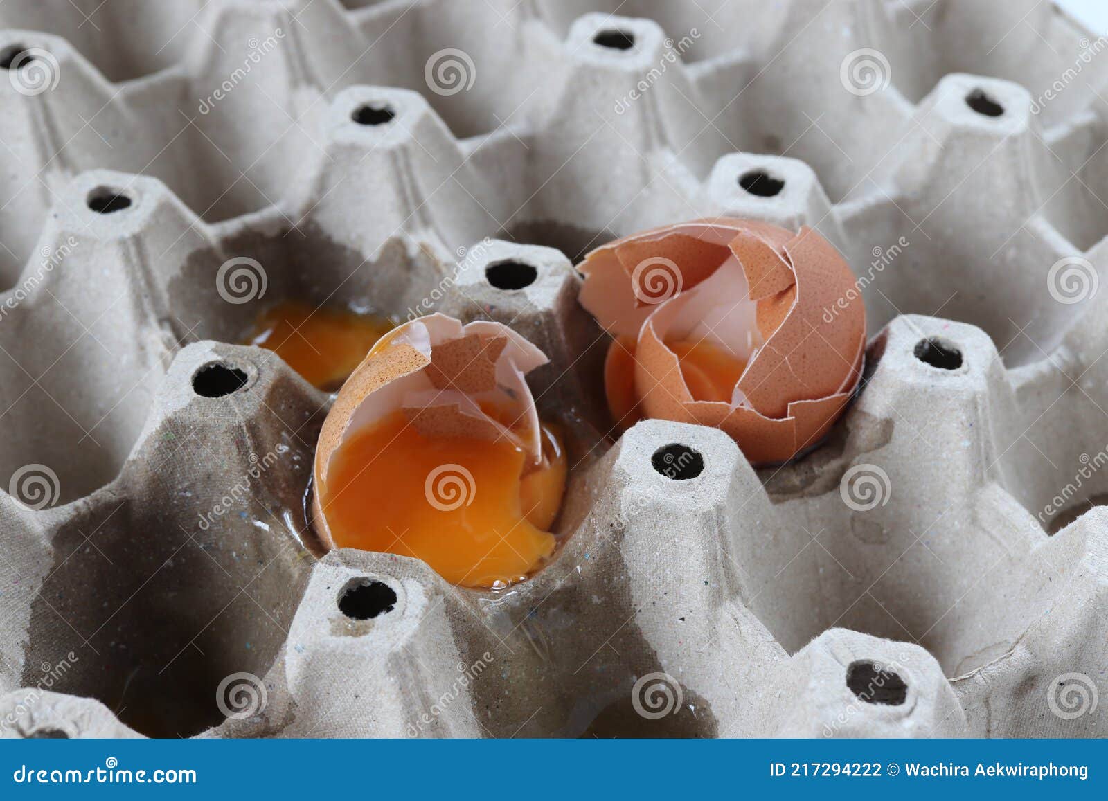 Broken Eggs in a Paper Tray Stock Photo Image of brown, protein 217294222