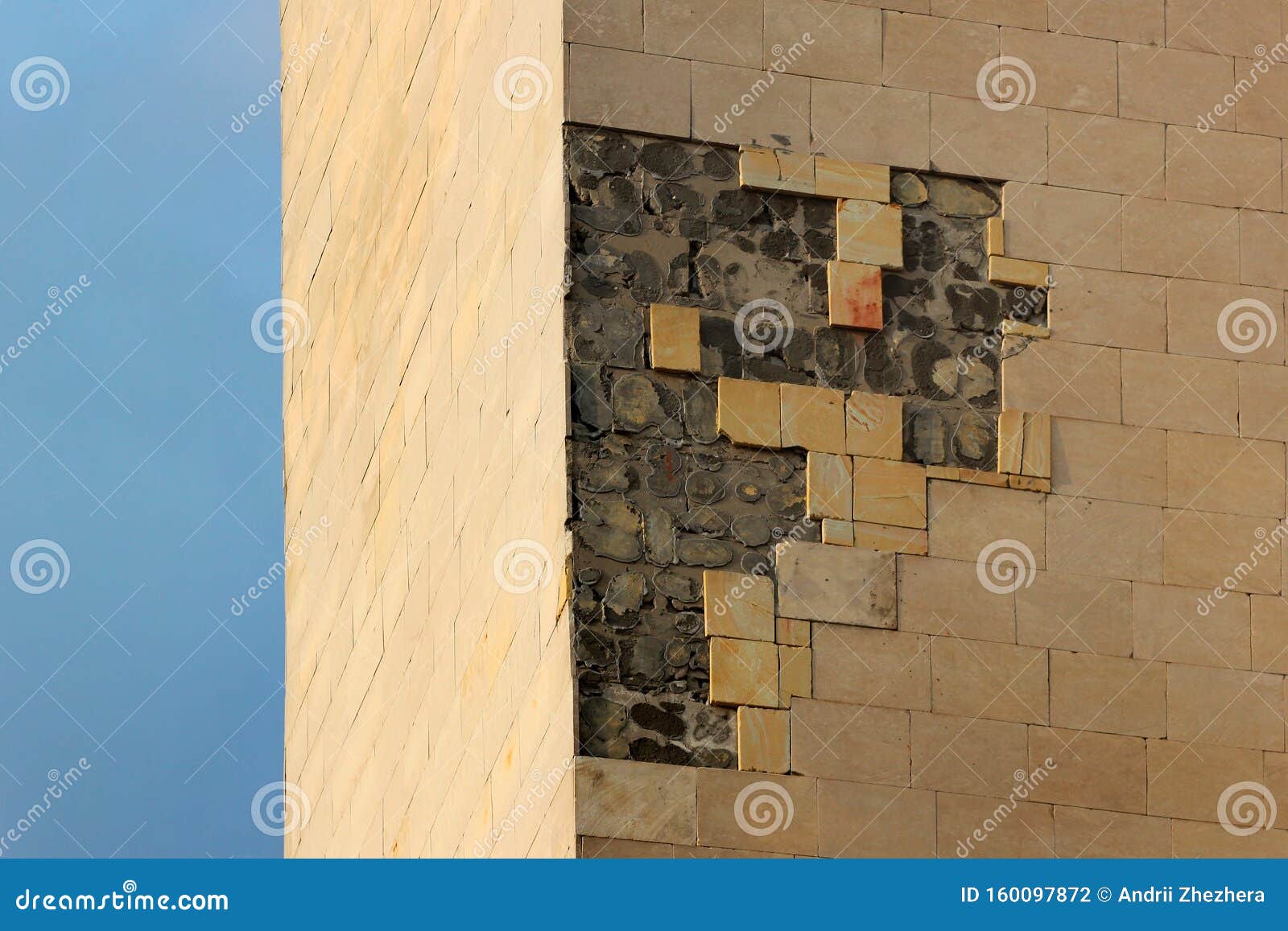 Broken and Fallen Off Tiles on a Building Wall Stock Photo Image of
