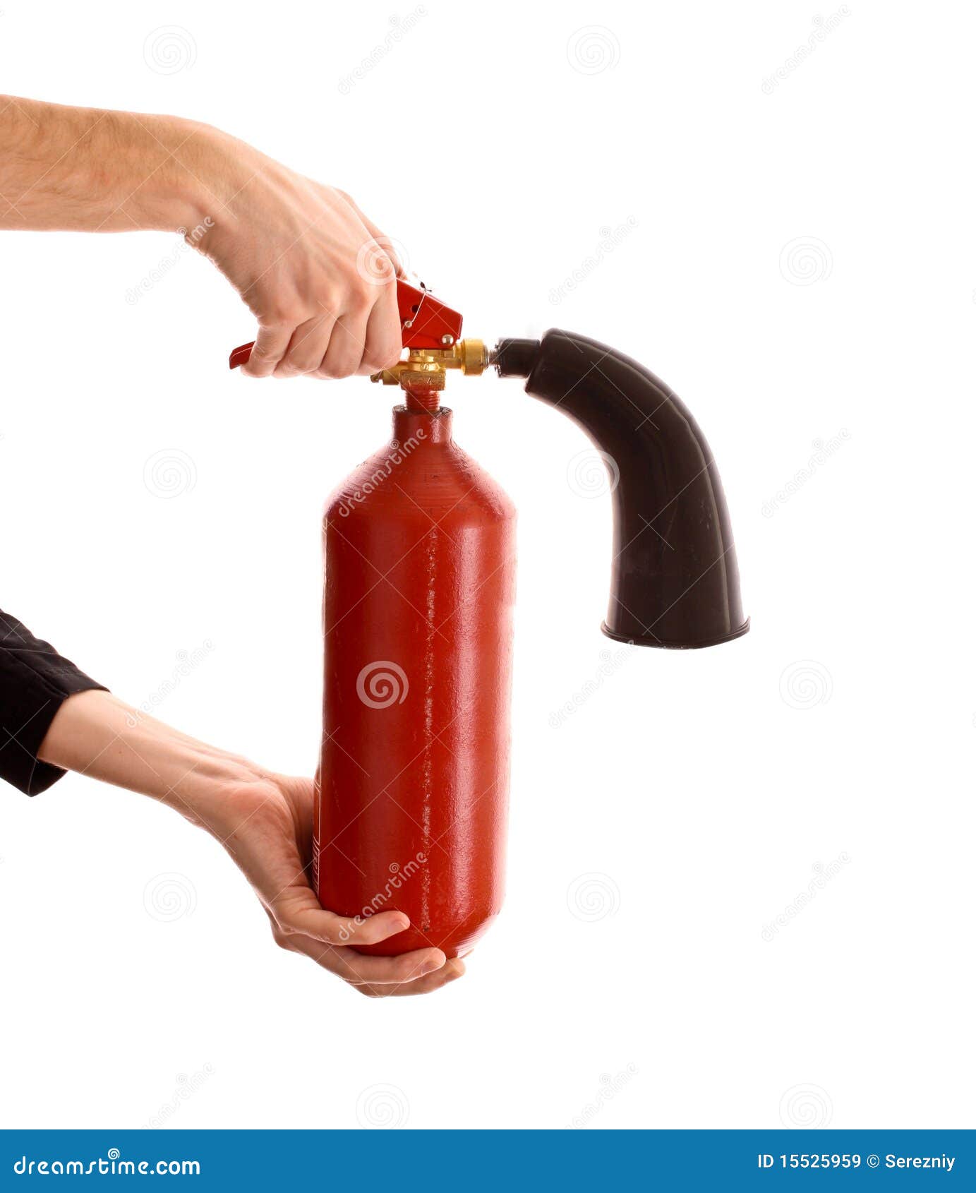 Broken Fire Extinguisher in the Hands Stock Image Image of