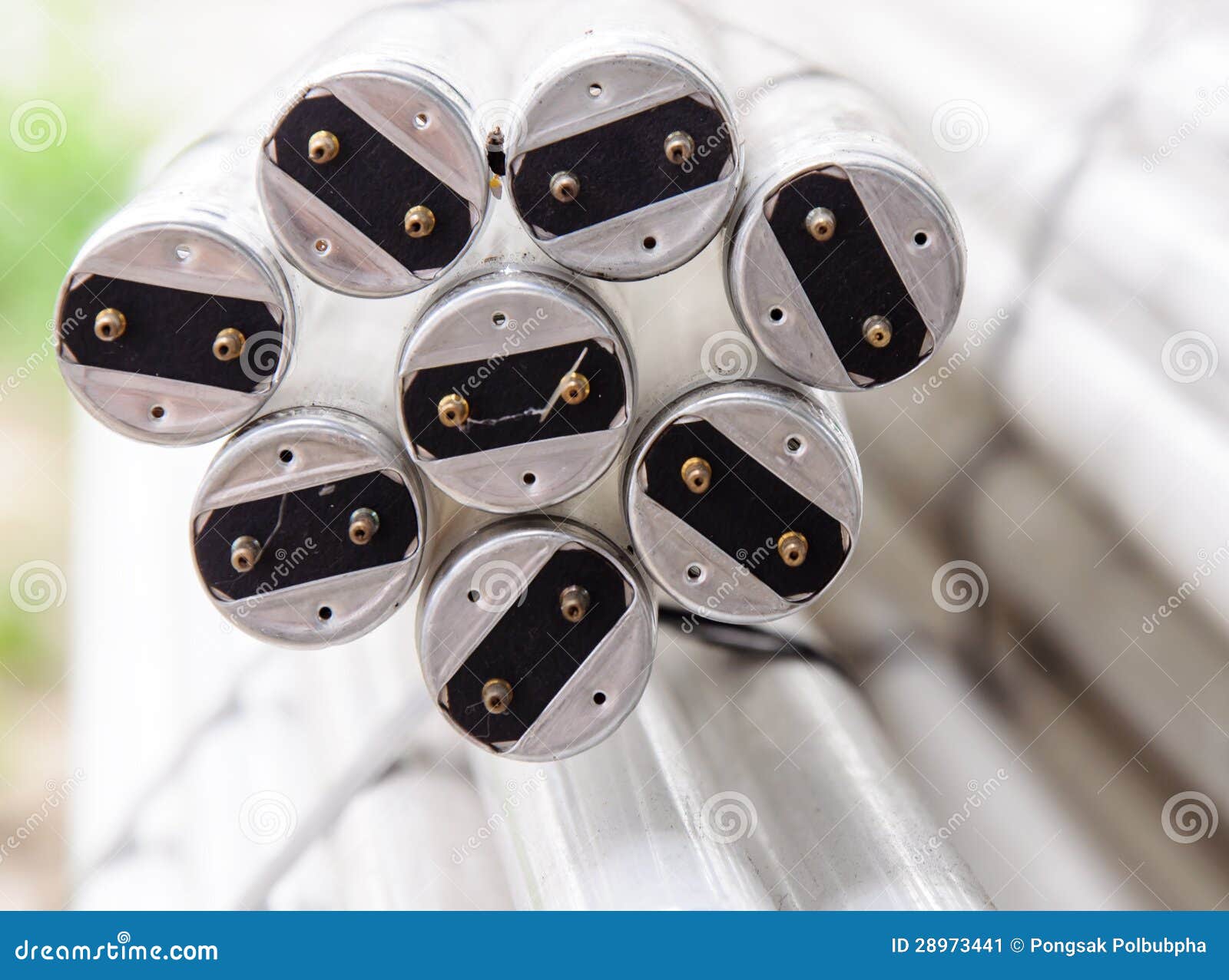 Broken Fluorescent Lamp On A Black Background Stock Image