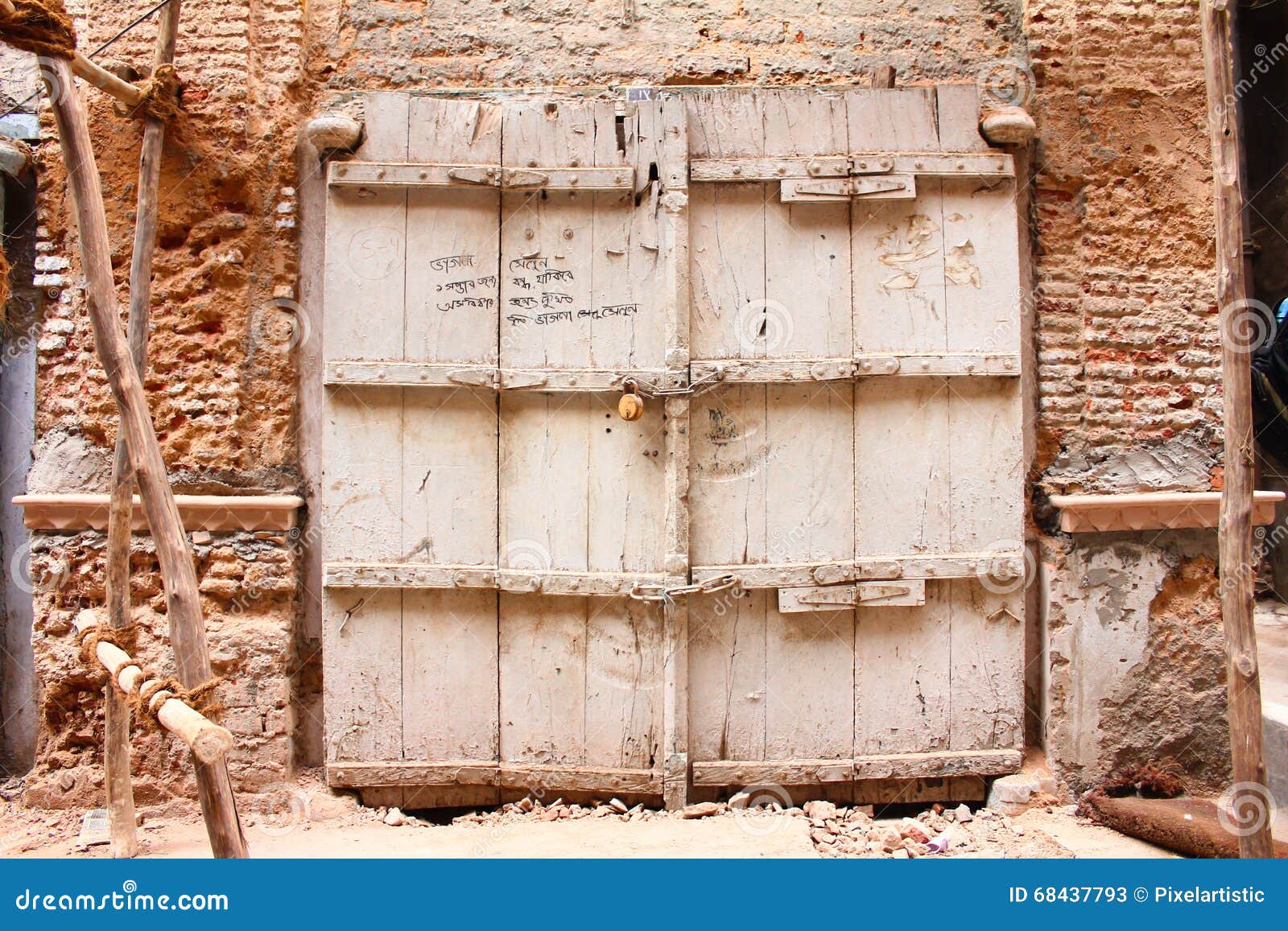 Broken Gate of Old Ruined House in Chandini Chowk Stock Image Image