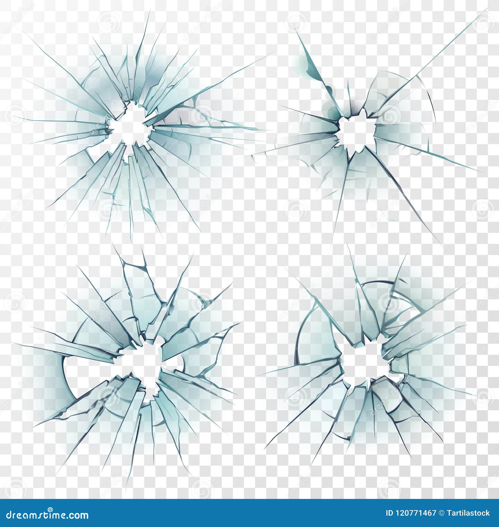 broken glass. cracked texture on mirror, smashed windows or damaged car windshield. realistic crack hole  set