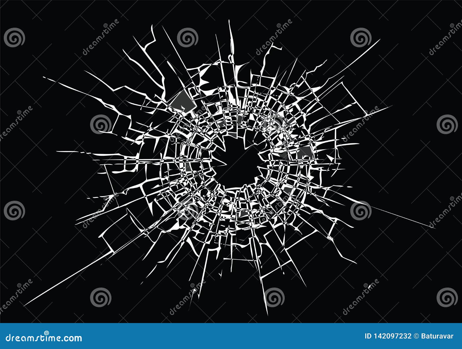 Broken Glass, Cracks, Bullet Marks on Glass. High Resolution Stock