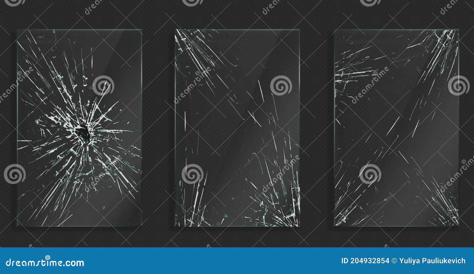Broken Glass Frames with Cracks and Hole Stock Vector Illustration of