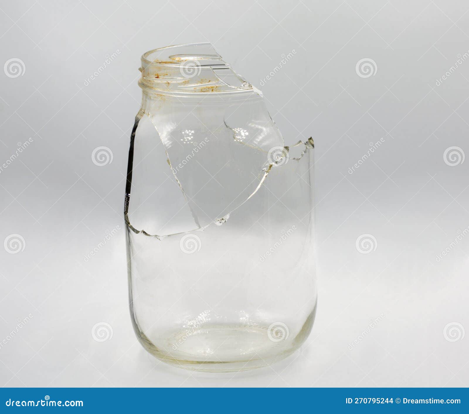 Broken Glass Jar Closeup on White Stock Photo Image of transparent