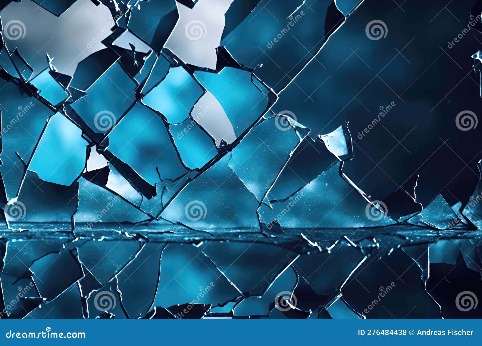 Broken Glass Mirror or Glass into Small Pieces. Selective, Soft Focus