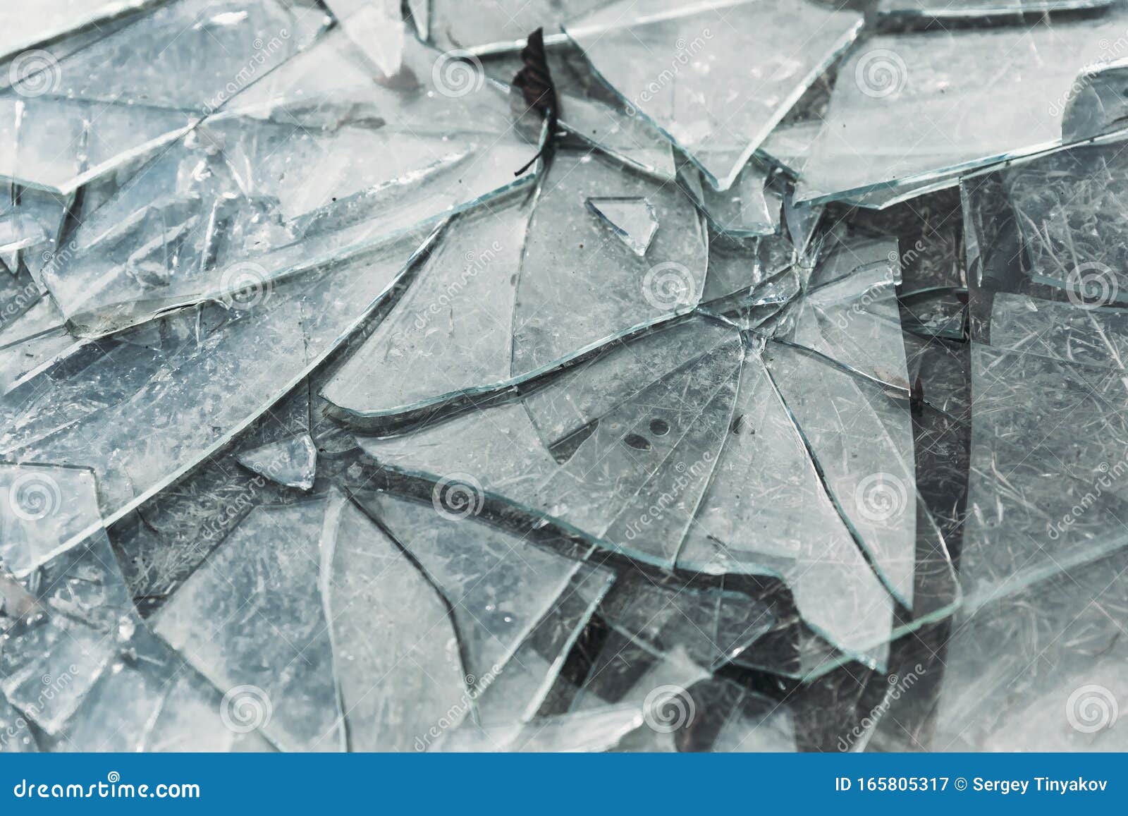 broken glass is scattered a lot. glass shards. insurance, damage, decline, destruction, vandalism, crime concept