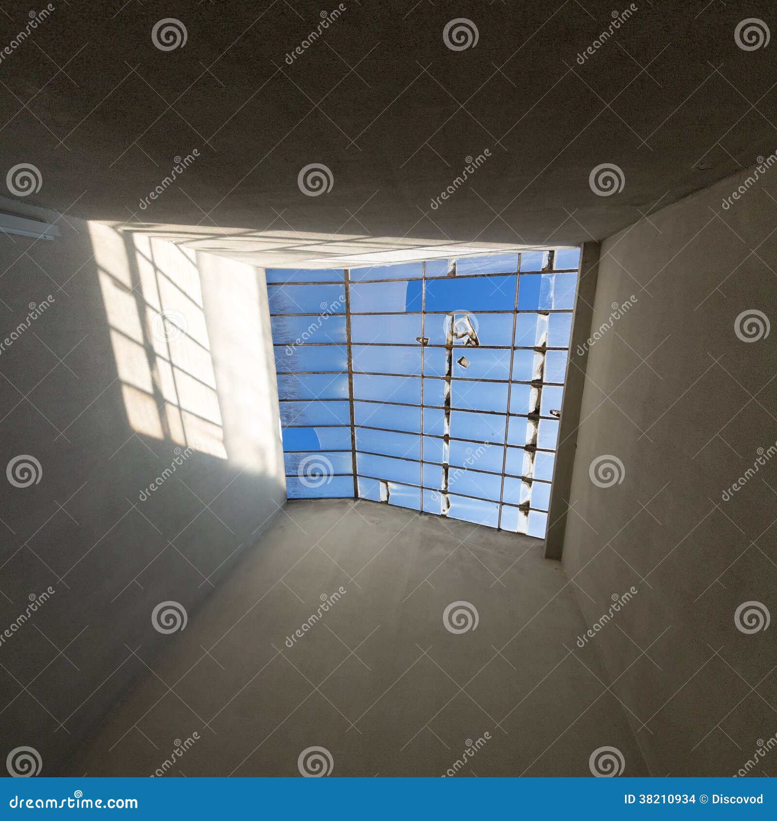 Broken Glass Sunroof in Old House Stock Photo Image of roof, metal