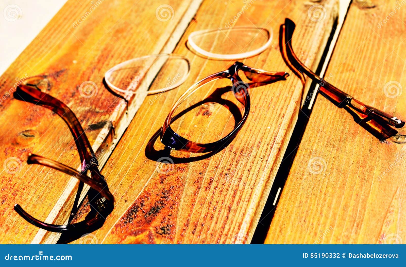 Broken Glasses on Wooden Desk Stock Photo Image of broken, optical