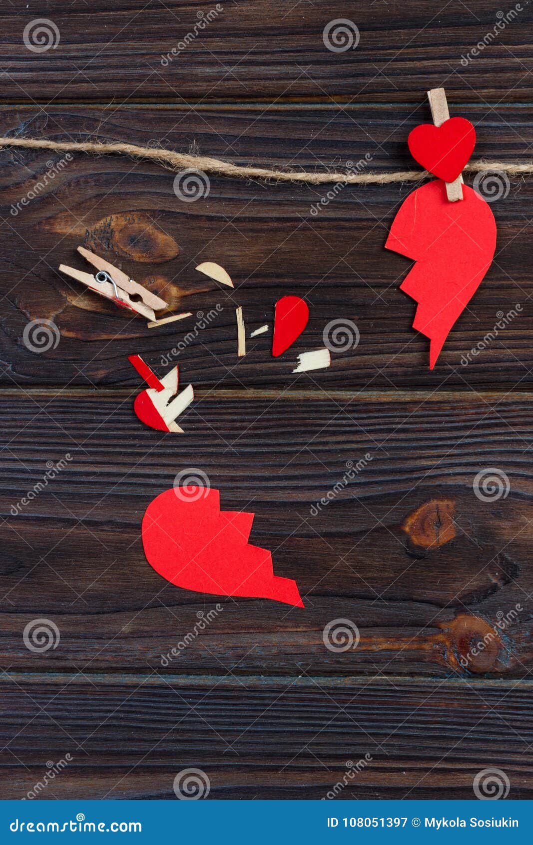 Broken Heart Breakup Collection and Divorce Icon. Red Paper Shaped ...