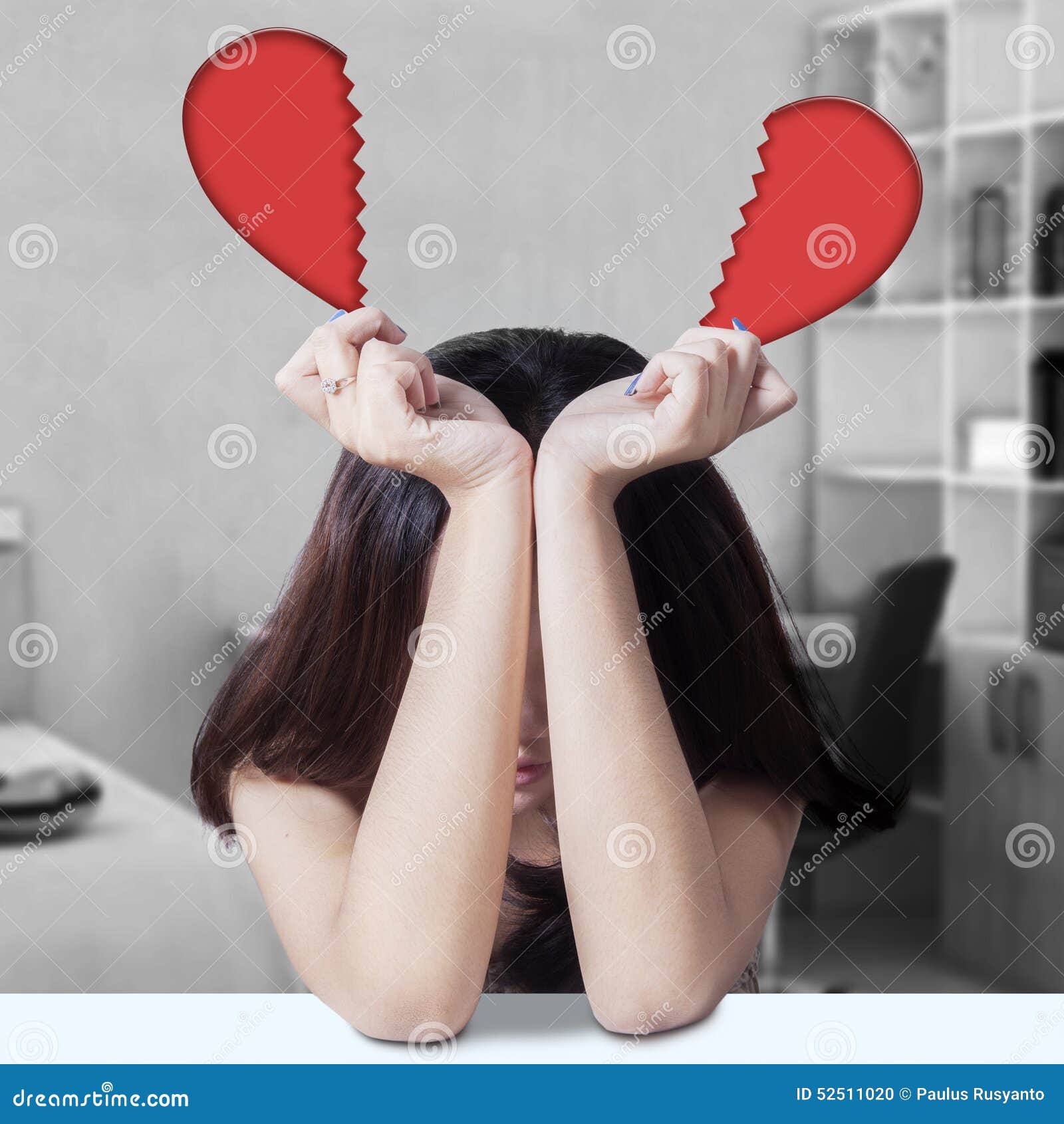Broken Heart Girl in the Bedroom Stock Photo - Image of alone ...