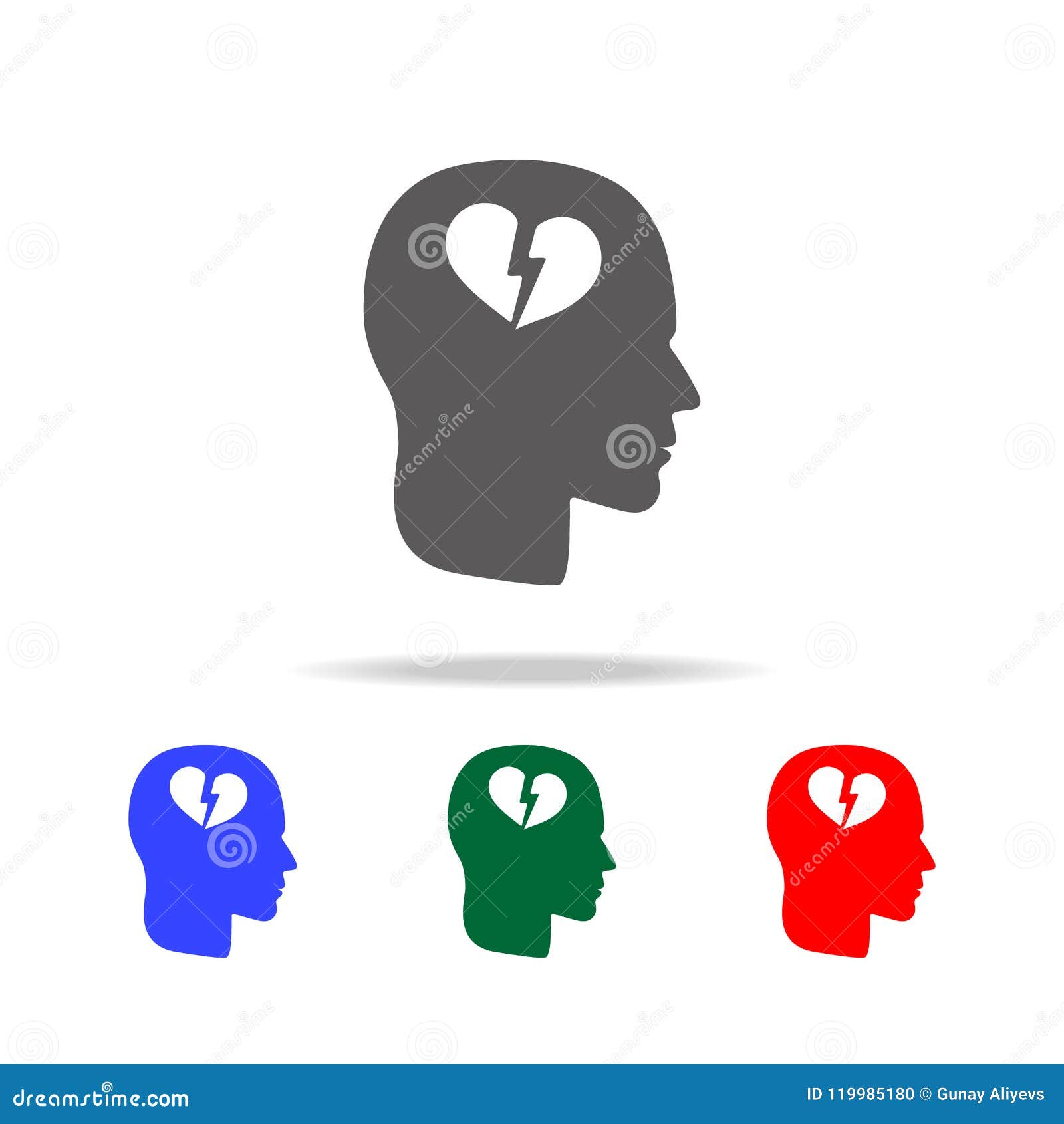 a broken heart in the head icon. s of psychological disorder in multi colored icons. premium quality graphic  icon. s