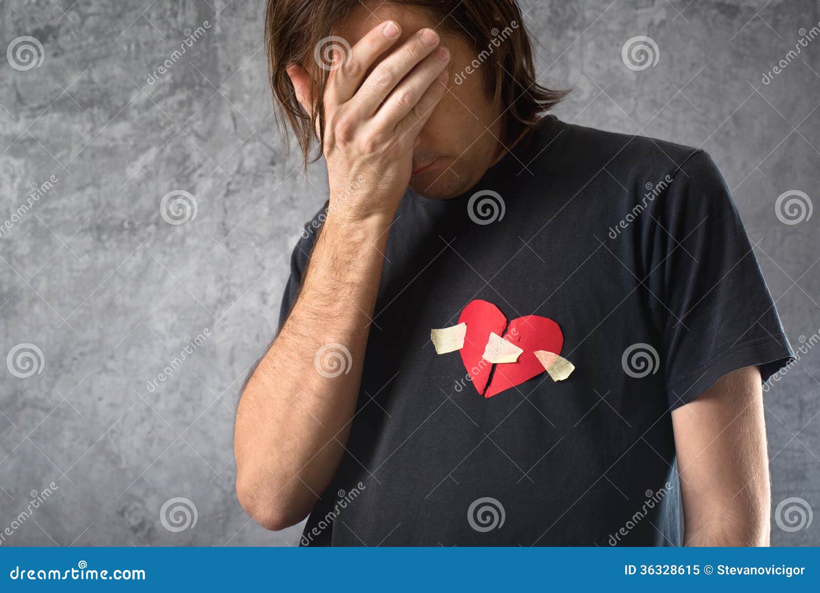 broken hearted man is crying. valentines day concept.