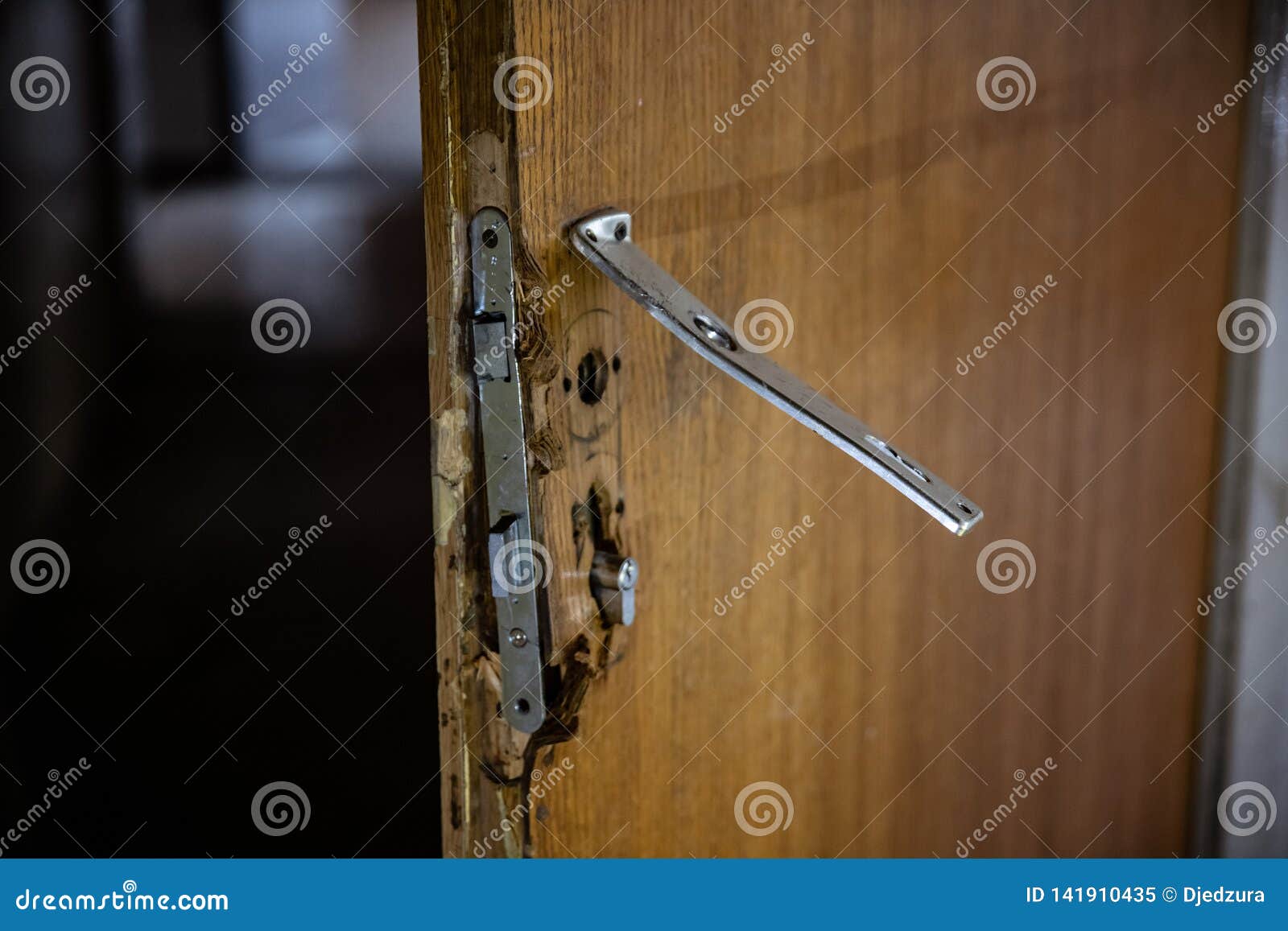 Broken Home Doors after Burglary Stock Image Image of robbery