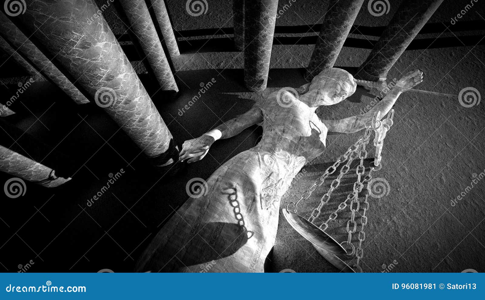 Why Does This Broken Lady Dress Like Man Broken Lady of Justice 3d Rendering Stock Illustration - Illustration