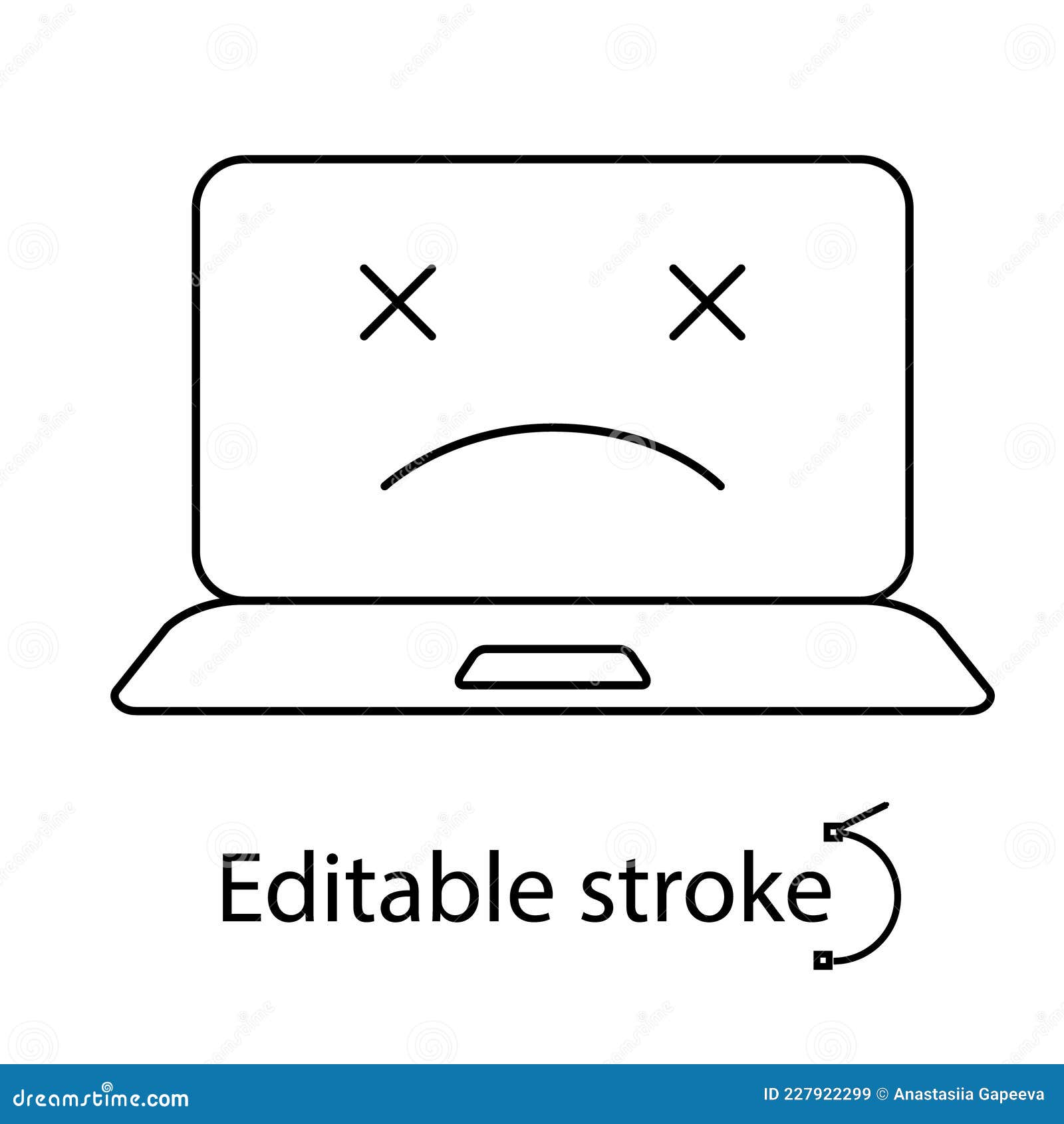 Broken Laptop Display Outline Icon. Computer Problem. Editable Stroke ...