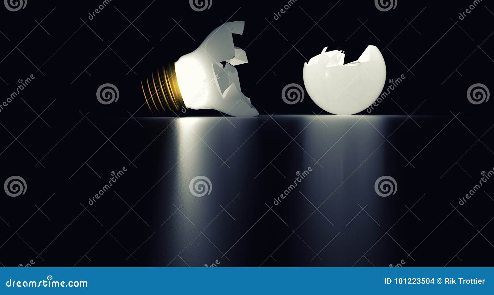 Broken light bulb glowing stock illustration. Illustration of life