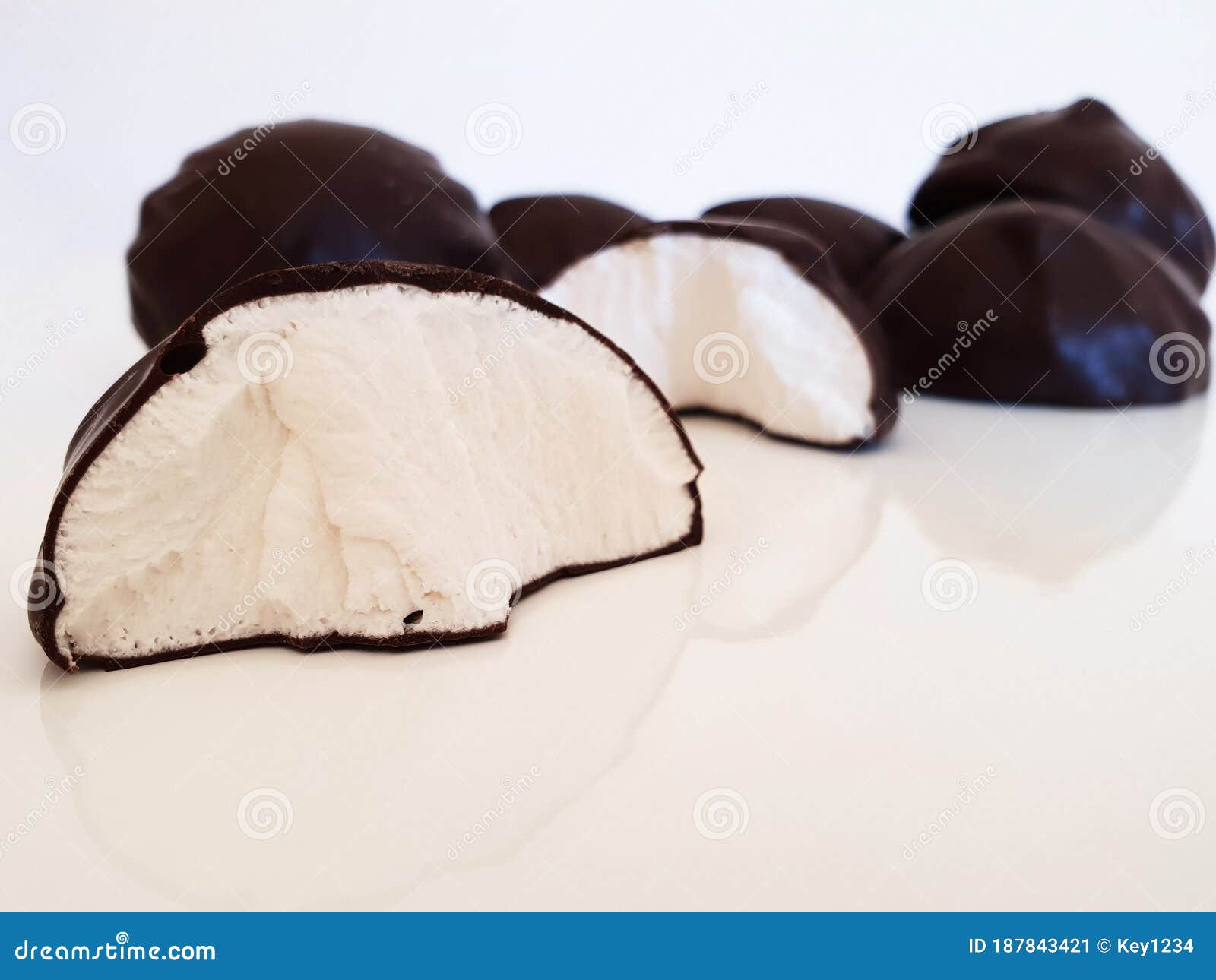 broken marshmallow in chocolate