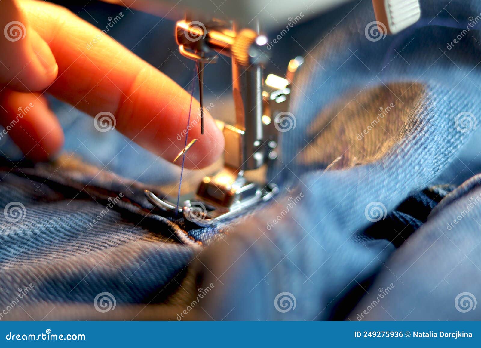 Broken Needle in a Sewing Machine. the Needle Broke while Sewing Thick