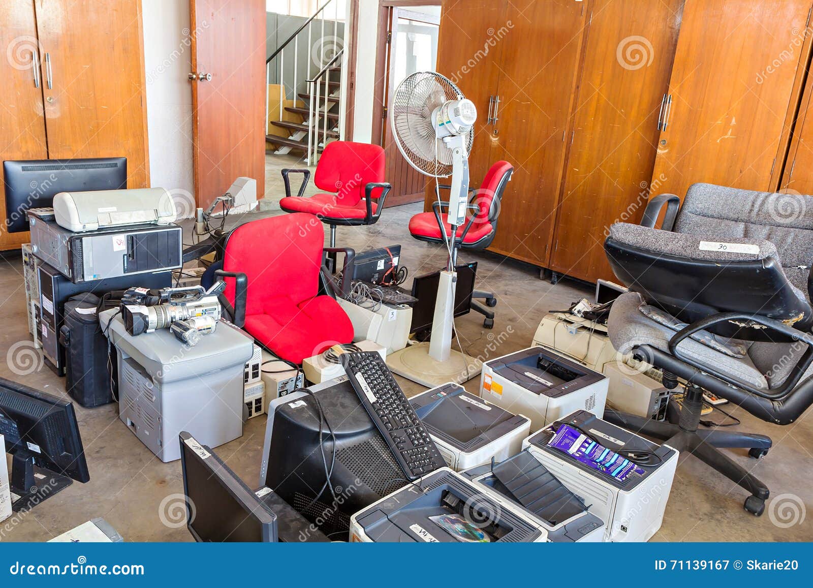 Broken Office Chairs and Electronic Waste Stock Image Image of