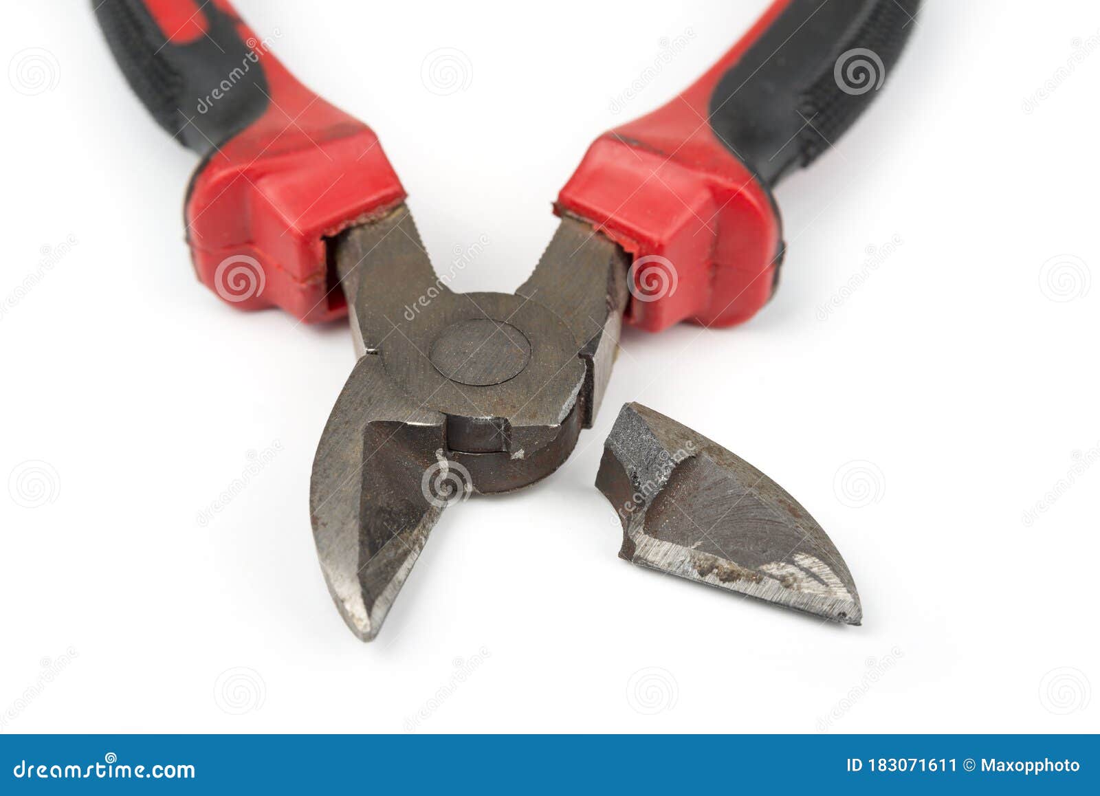 Broken Old Cutting Pliers on a White Stock Image Image of background