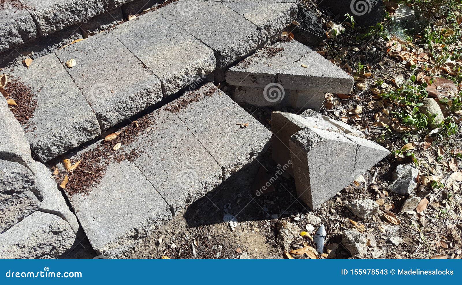 Broken paver step stock image. Image of loose, step 155978543