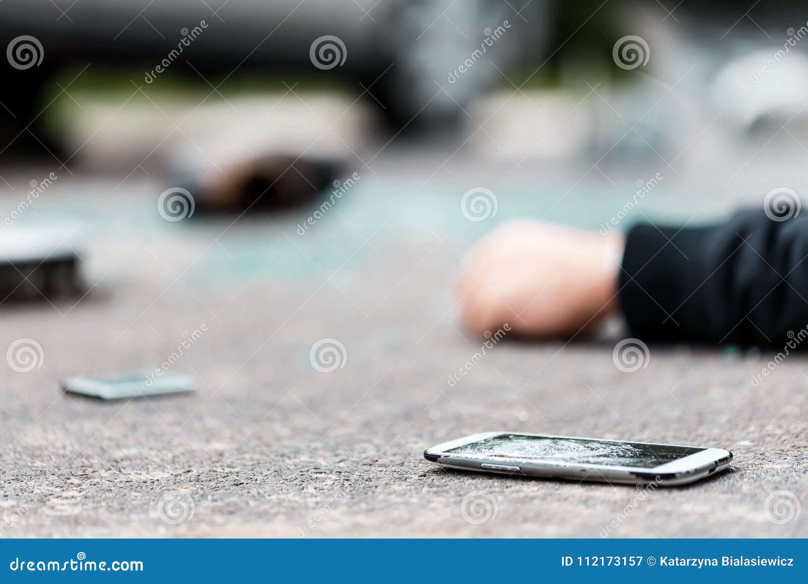 broken phone on the street