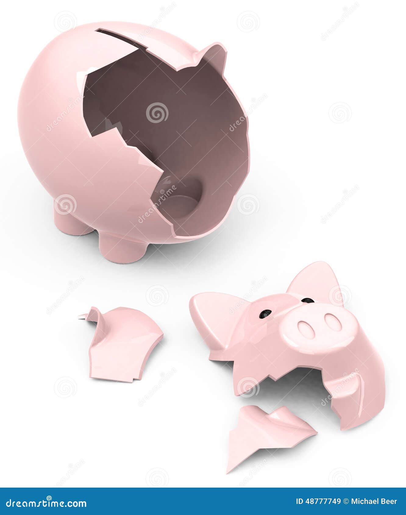 The broken piggy bank stock illustration. Illustration of loan 48777749