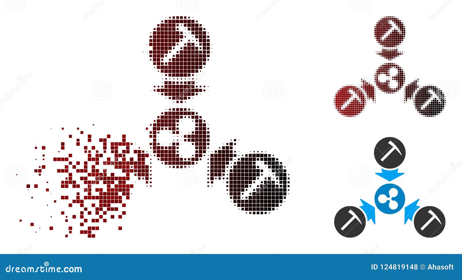 Broken Pixelated Halftone Ripple Mining Pool Icon Stock Vector