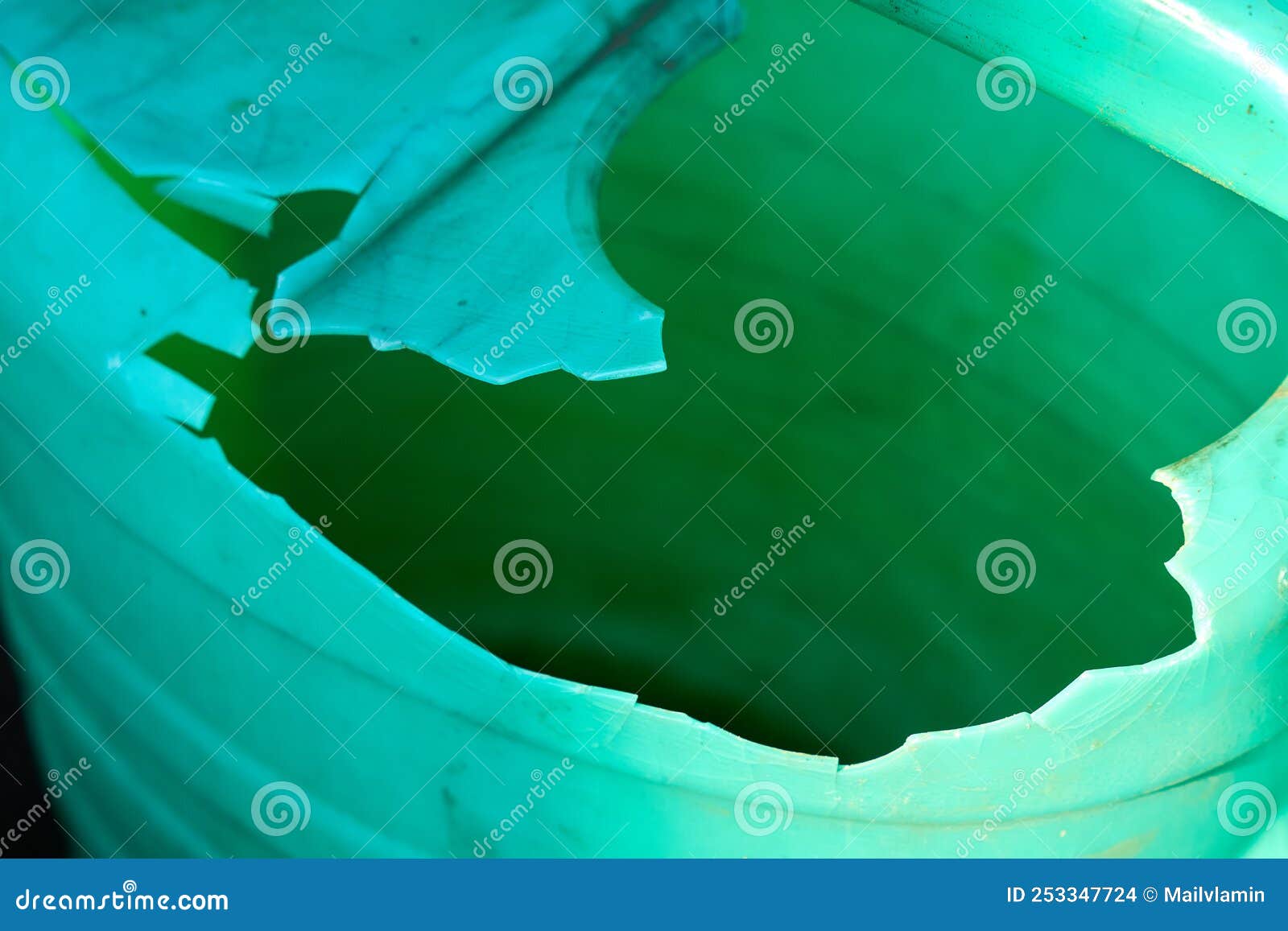 Broken Plastic Container with Large Hole Stock Photo Image of retro