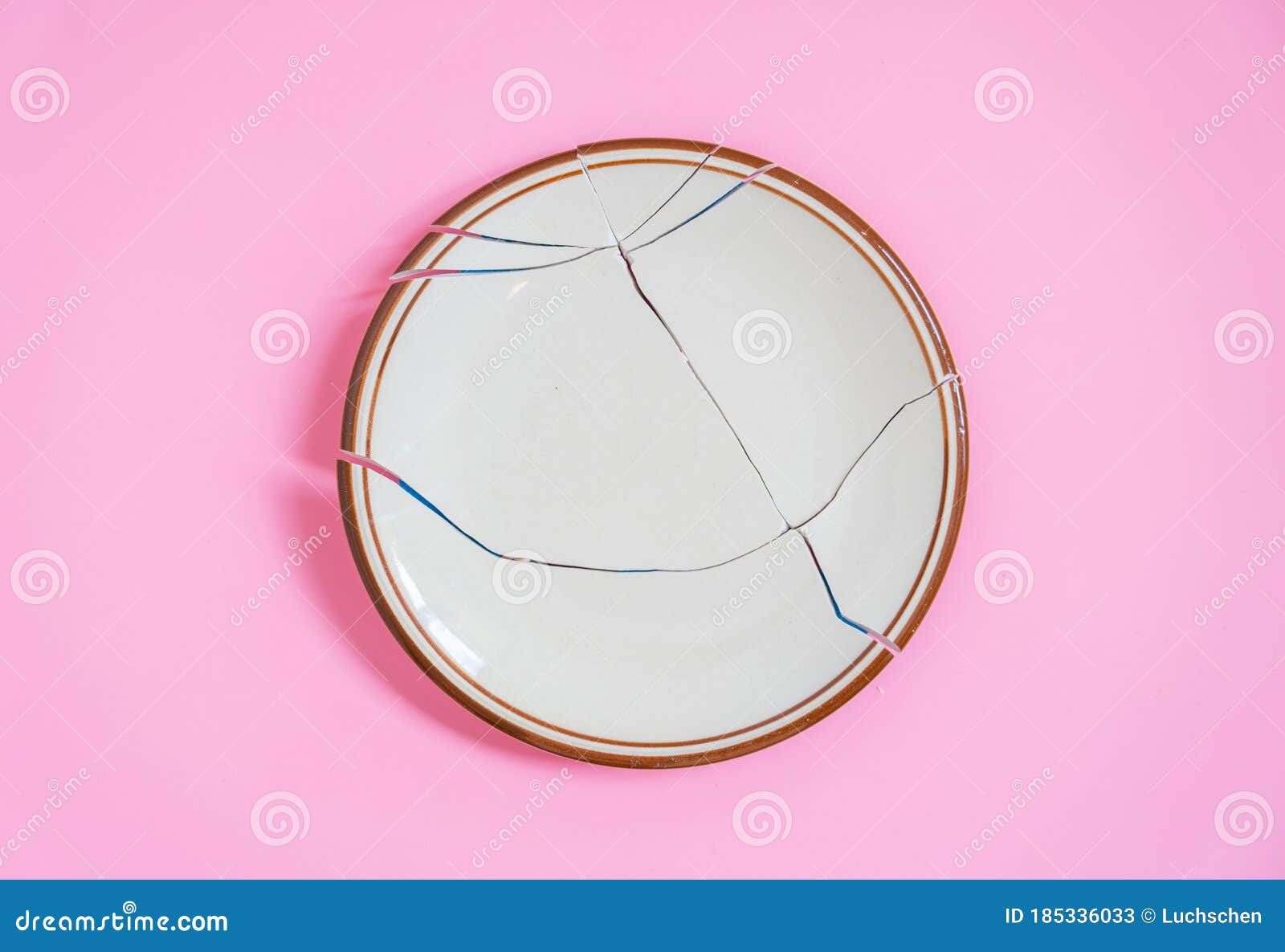 Broken Plate on Pink Background Stock Image Image of copyspace, four