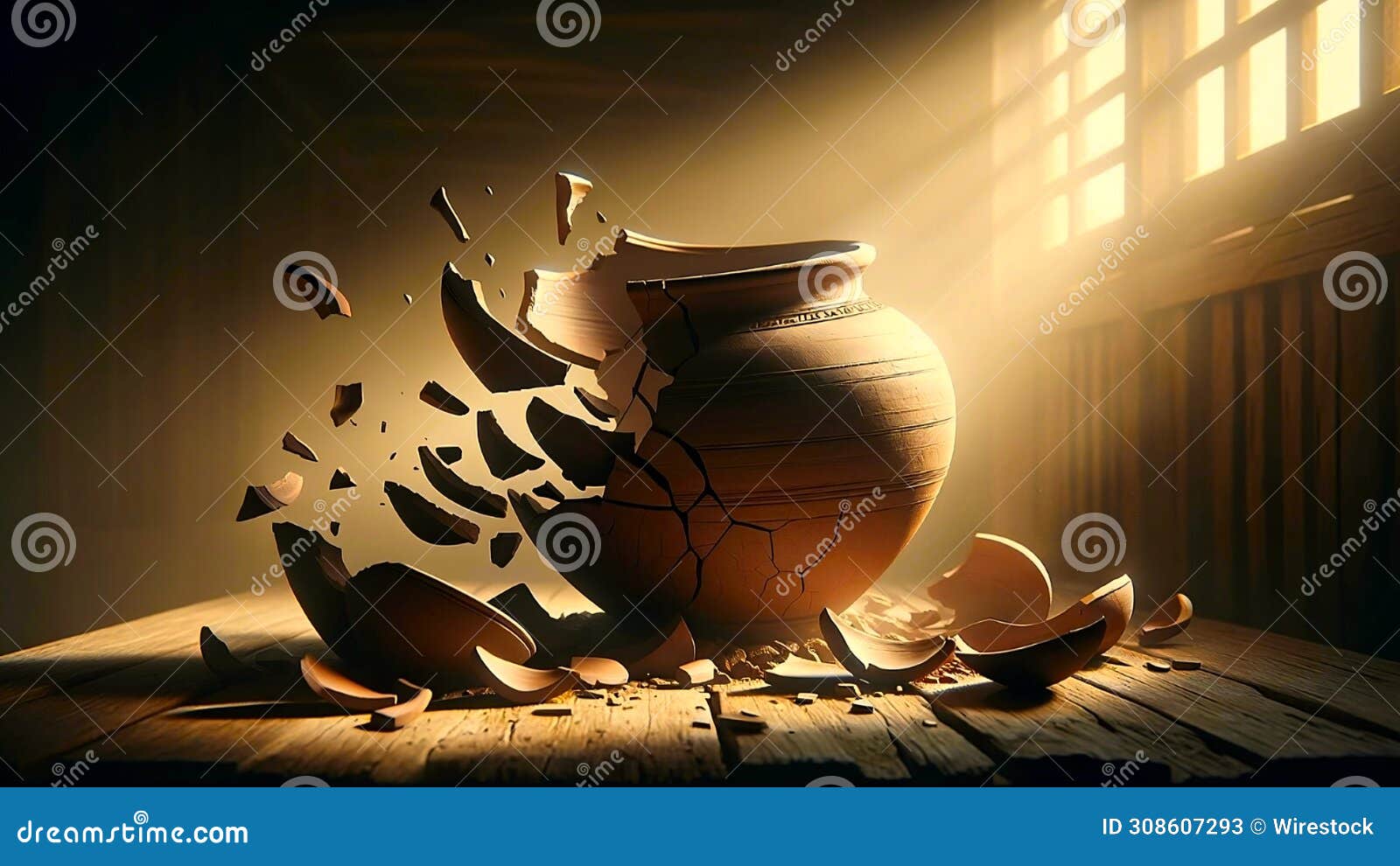 A Broken Pot of Clay on a Wooden Table Stock Image - Image of shattered,  damage: 308607293, image size:1600x990