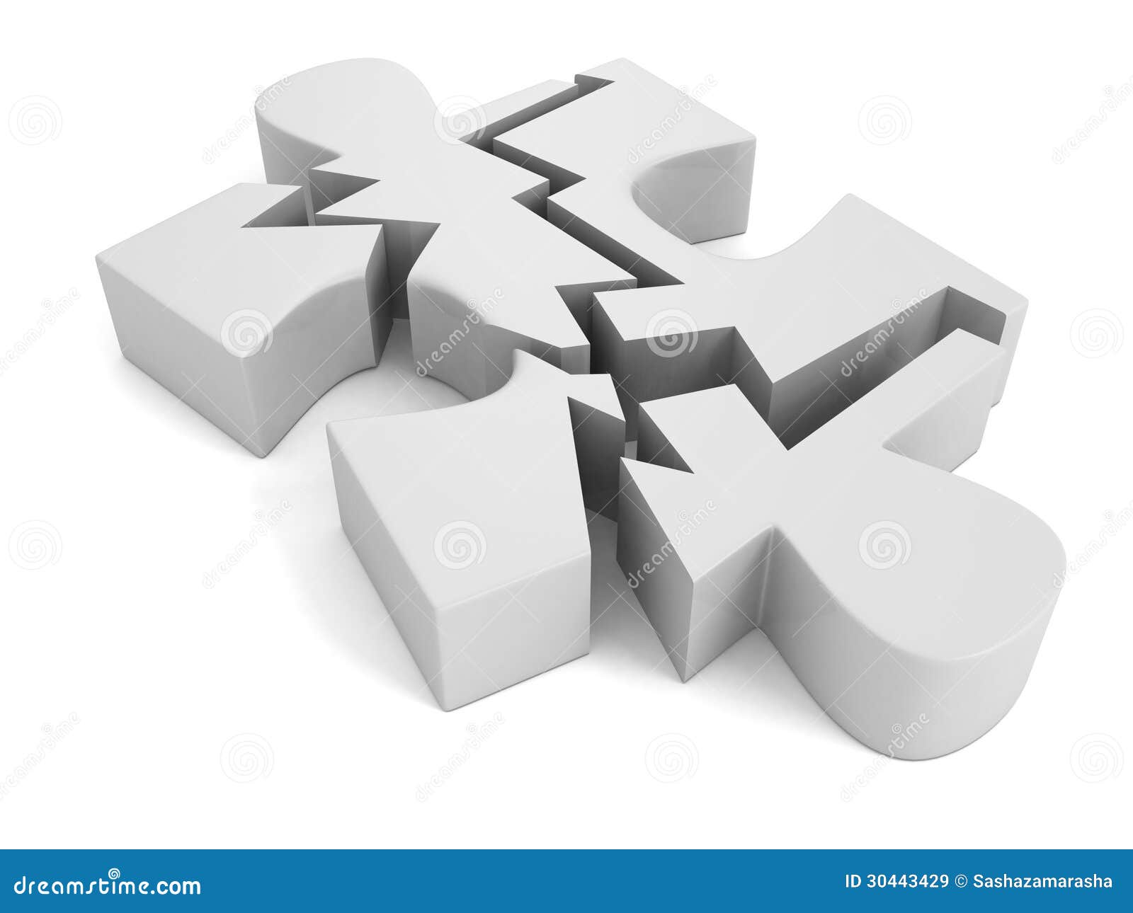 Broken Puzzle on a White Background Stock Illustration - Illustration of  abstract, play: 30443429