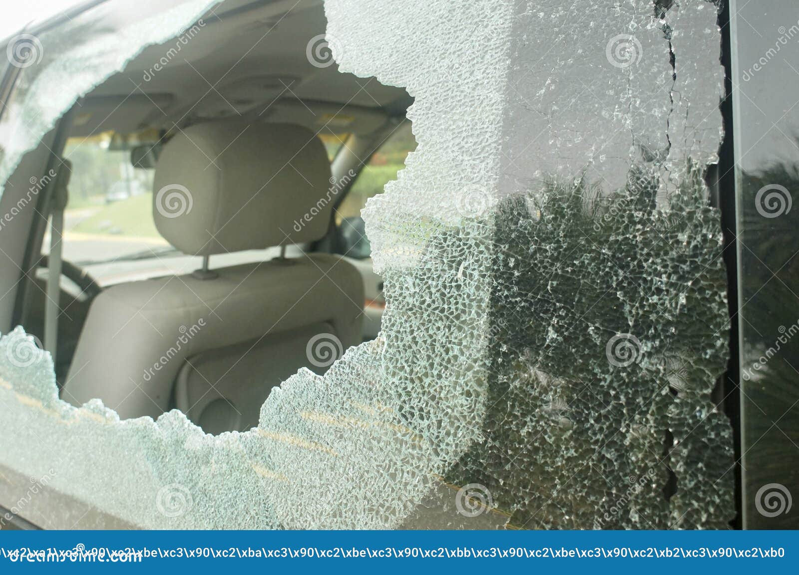 Broken Rear Glass in the Car, Accident Risk Stock Photo Image of