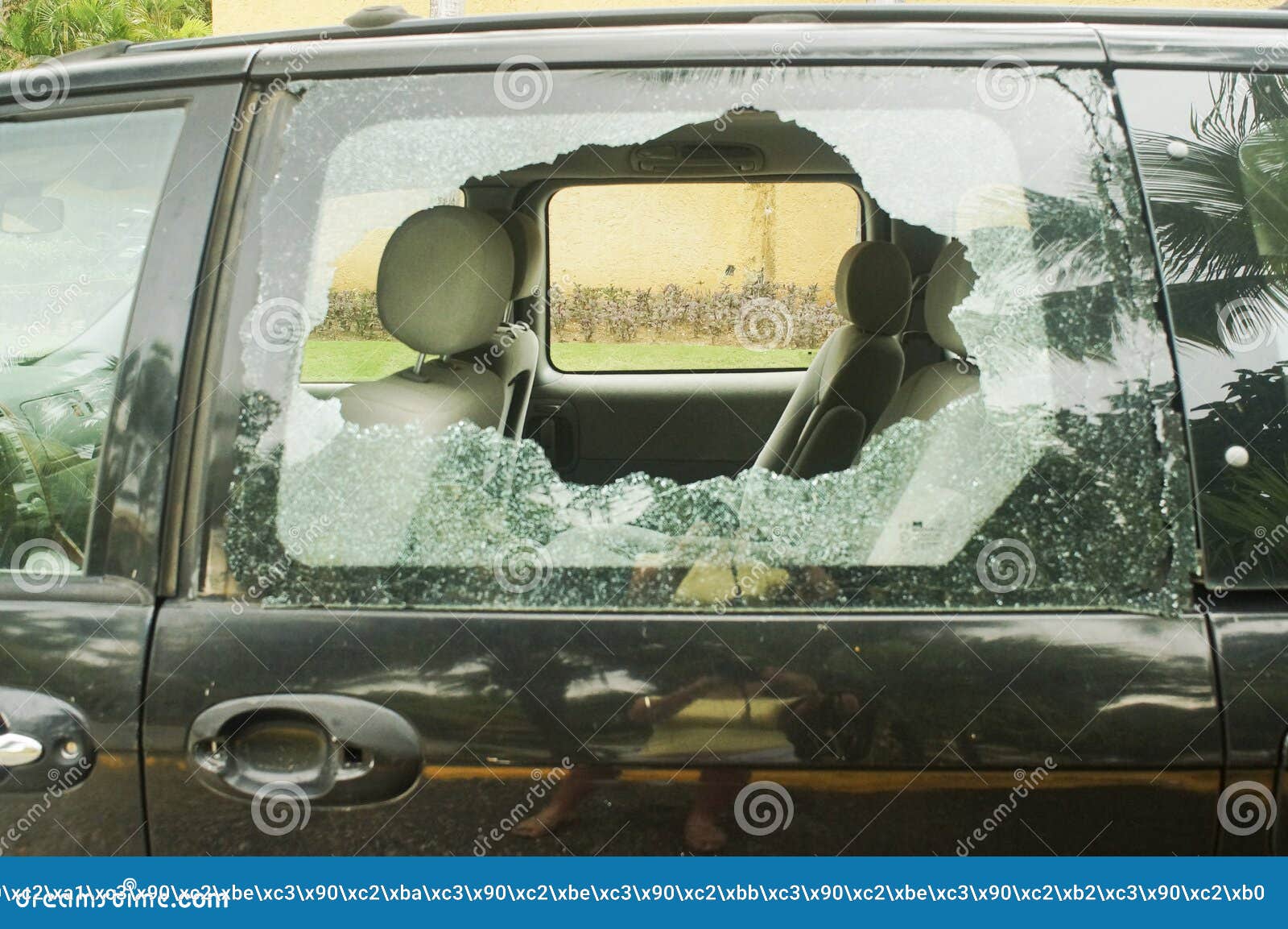Broken Rear Glass in the Car, Accident Risk Stock Photo Image of