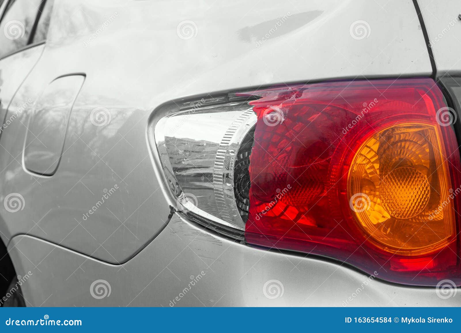 Broken Rear Light Brake Closeup Silver Car Stock Photo Image of rear