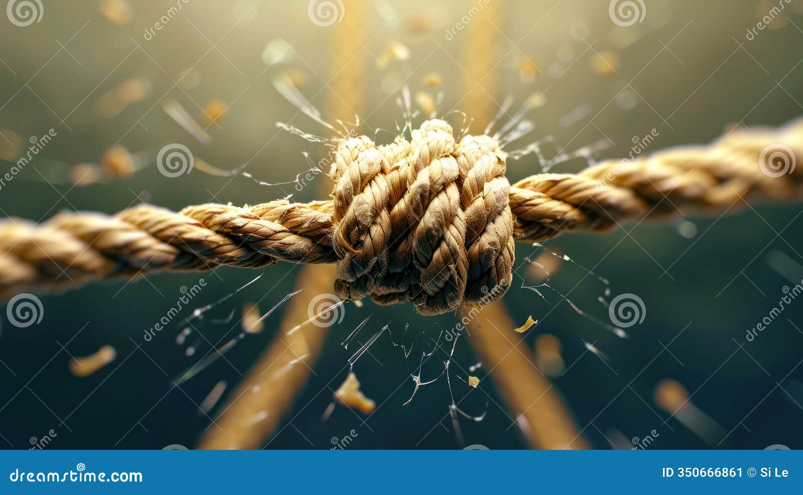 broken rope - failure and break concept with motion blur and stroboscopic effect